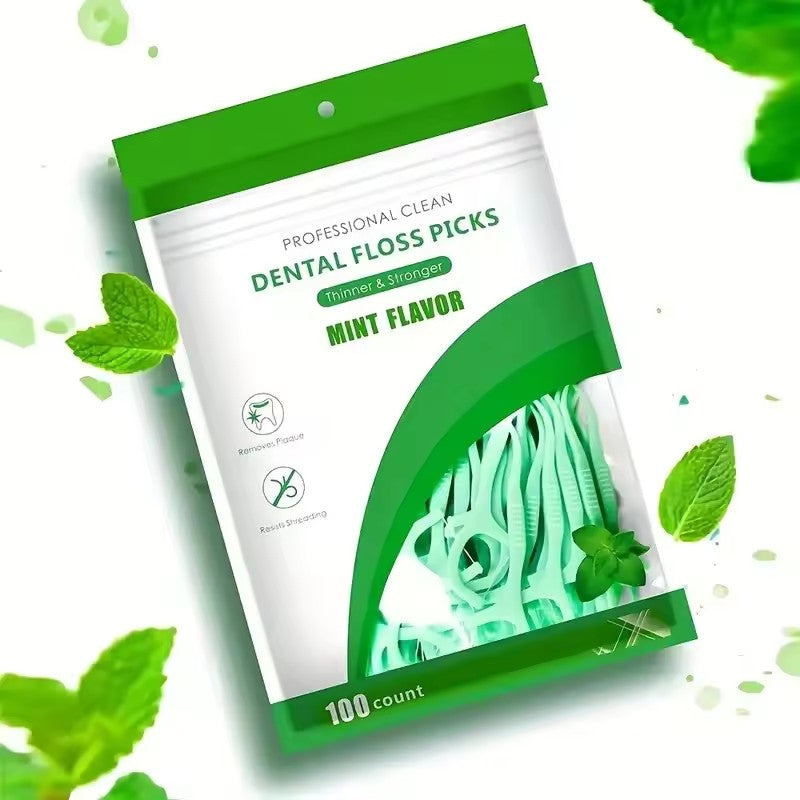 Mint-Flavored Floss Picks (100 pcs)